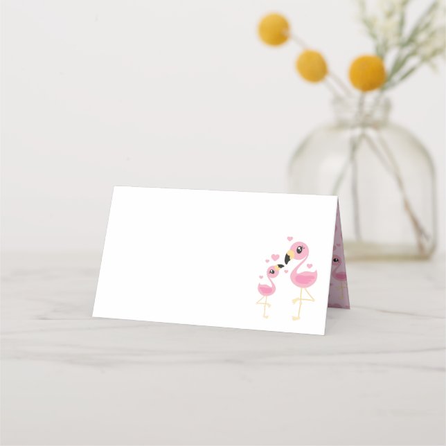 Pink Flamingo Baby Shower Place Card (Front)