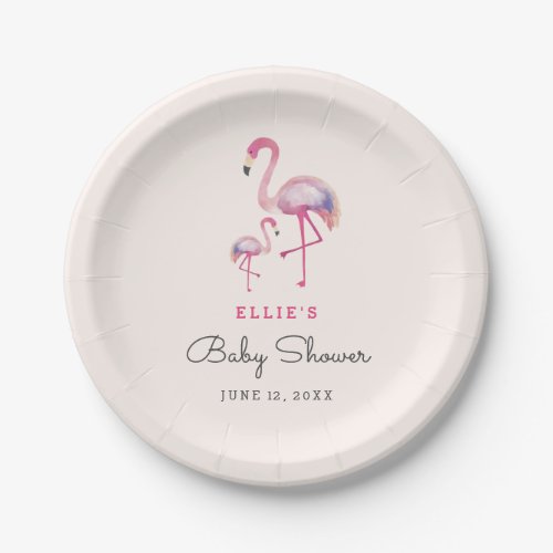 Pink Flamingo Baby Shower plates