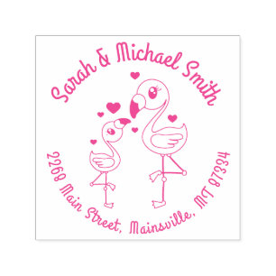 Pink Flamingo Baby Shower Self-inking Stamp