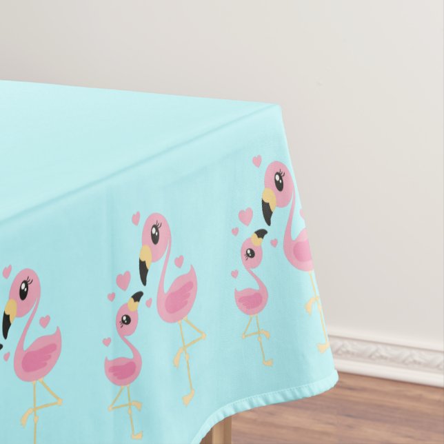 Pink Flamingo Baby Shower Tablecloth (In Situ)