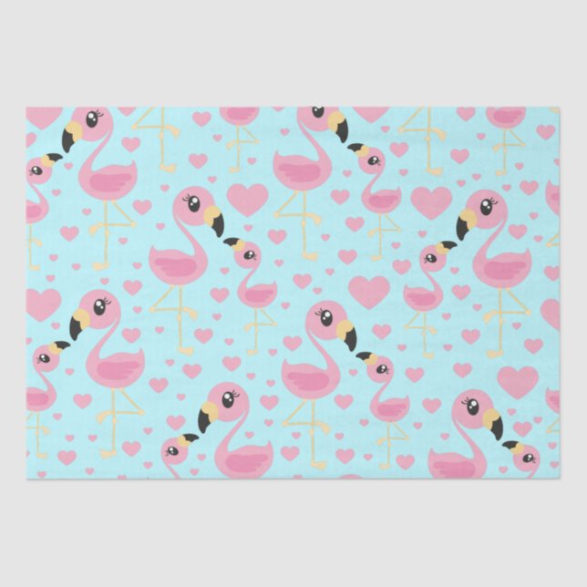 Pink Flamingo Baby Shower Tissue Paper (Front)