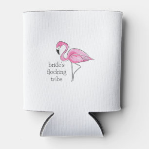 Pink Flamingo Bachelorette Bride's Flocking Tribe Can Cooler
