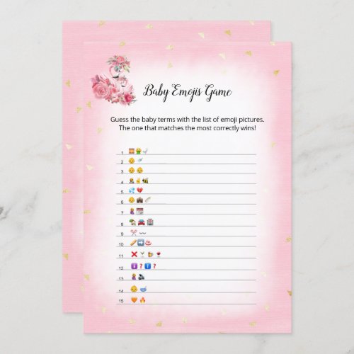 Pink Flamingo Ballerina Baby Emoji Pictures Game Invitation