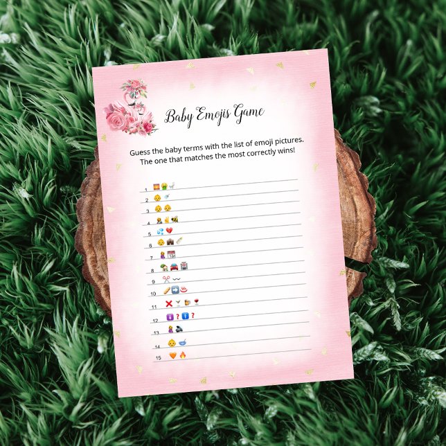 Pink Flamingo Ballerina Baby Emoji Pictures Game Invitation (Creator Uploaded)