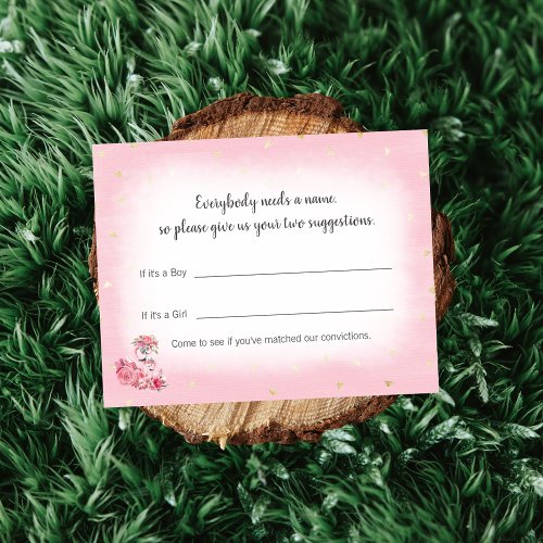 Pink Flamingo Ballerina Baby Name Suggestion Game Enclosure Card