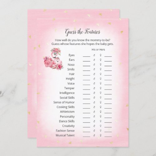 Pink Flamingo Ballerina Guess Features Shower Game Invitation