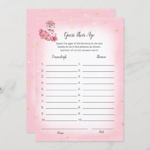 Pink Flamingo Ballerina Guess The Age Shower Game Invitation