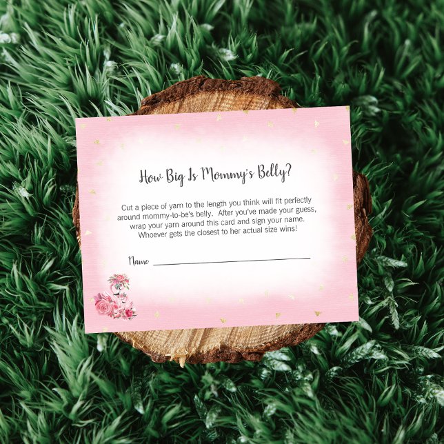 Pink Flamingo Ballerina Mom's Belly Size Game Enclosure Card (Creator Uploaded)