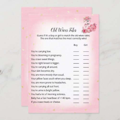 Pink Flamingo Ballerina Old Wives Tale Shower Game Invitation