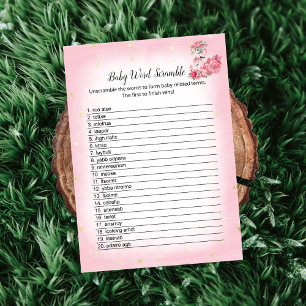 Pink Flamingo Ballerina Word Scramble Shower Game Invitation