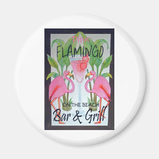 Pink Flamingo Bar & Grill Beach Drink Theme Magnet