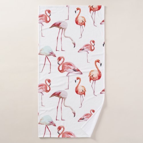 Pink flamingo bath towel