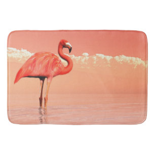 Pink flamingo bathroom mat