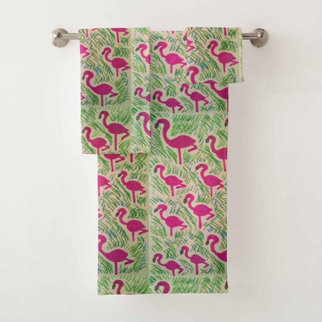 Pink Flamingo Bathroom Towel Set Zazzle