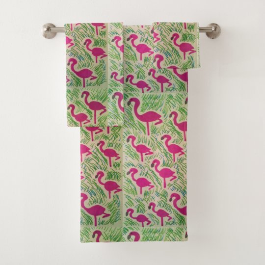 Pink Flamingo Bathroom Towel Set | Zazzle.com