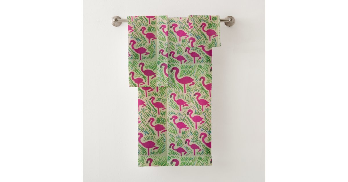 Pink Flamingo Bathroom Towel Set Zazzle