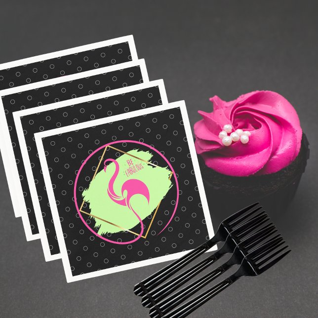 Pink Flamingo Be Fabulous Inspirational Saying  Napkins (Creator Uploaded)