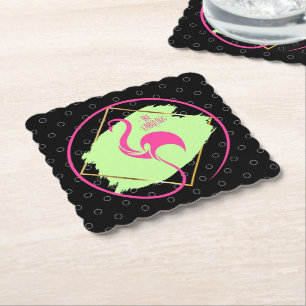 Pink Flamingo Be Fabulous Inspirational Saying  Paper Coaster
