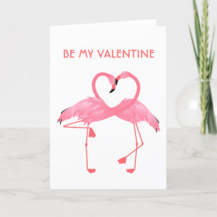 Pink Flamingo Be My Valentine Holiday Card