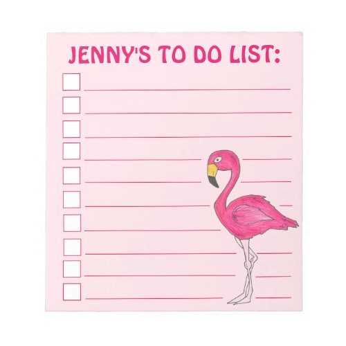 Pink Flamingo Beach Bird Personalized To Do List Notepad
