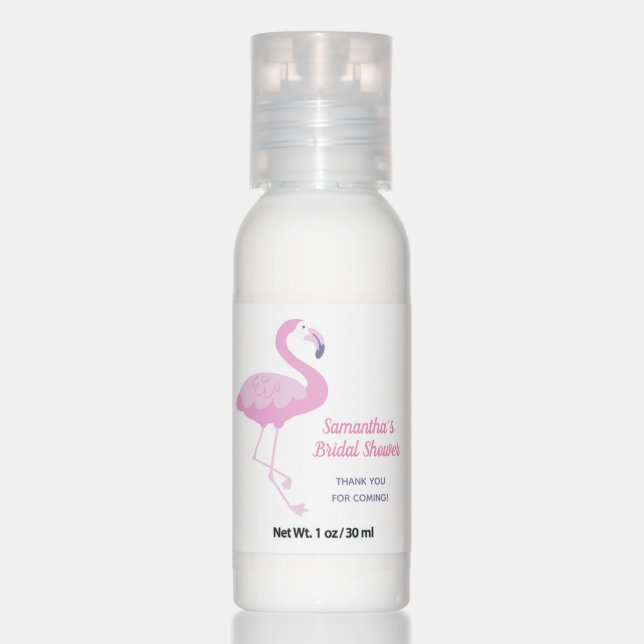 Pink Flamingo Beach Bridal Shower Favor Hand Lotion (Front)