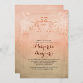 pink flamingo beach bridal shower invitations (Front/Back)