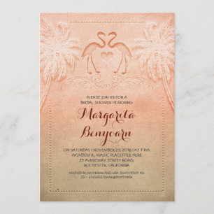 pink flamingo beach bridal shower invitations