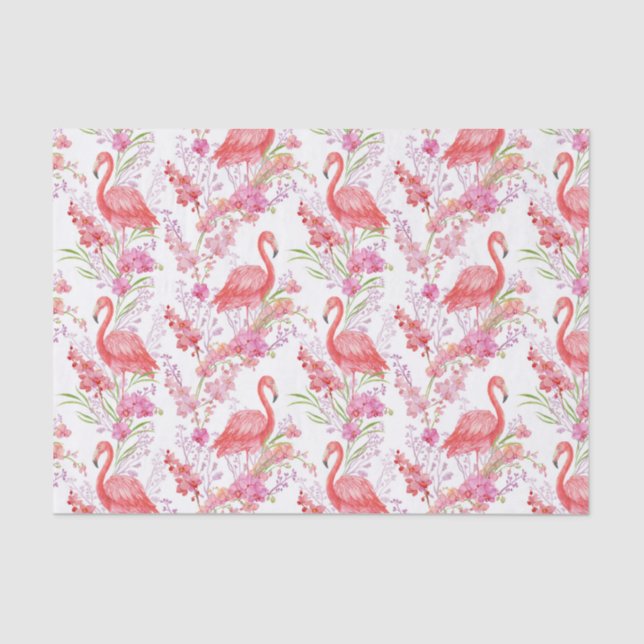 Pink flamingo beach pattern party tissue paper (Front)