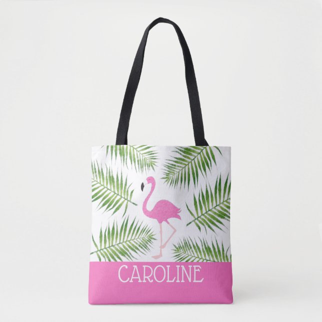 Pink Flamingo Beach Tote (Front)