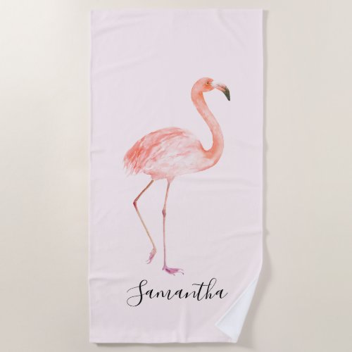 Pink Flamingo Beach Towel