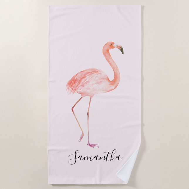 Pink Flamingo Beach Towel (Front)