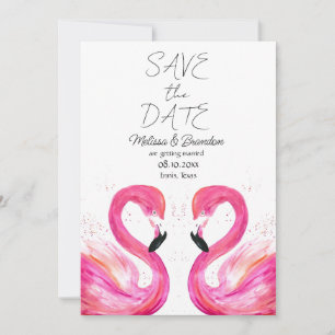 Pink Flamingo Beach Tropical Wedding Invitation