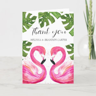 Pink Flamingo Beach Tropical Wedding Thank you  Card