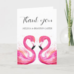 Pink Flamingo Beach Tropical Wedding Thank you Card