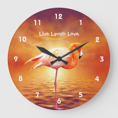 Pink Flamingo Beach Wall Clock