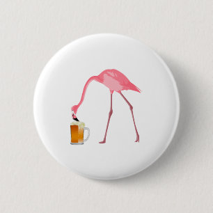 Pink Flamingo Beer Lover Button