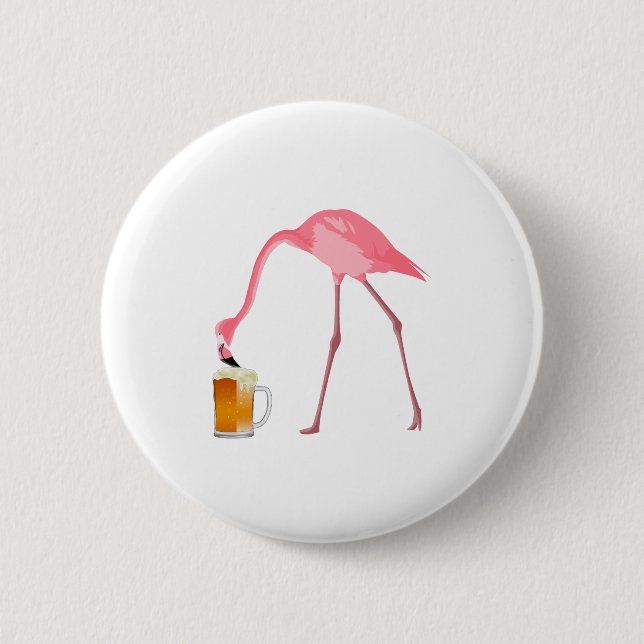 Pink Flamingo Beer Lover Button (Front)