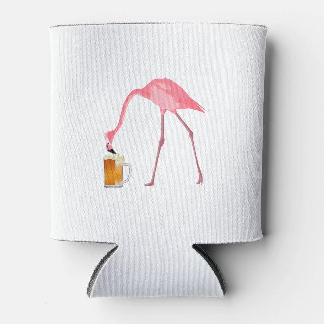 Pink Flamingo Beer Lover Can Cooler (Front)