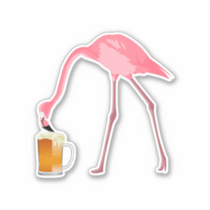 Pink Flamingo Beer Lover Sticker