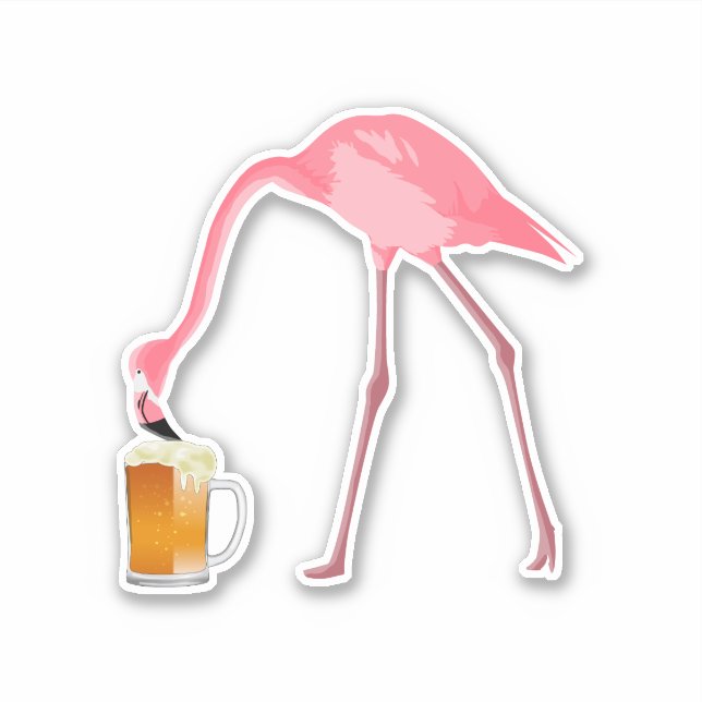Pink Flamingo Beer Lover Sticker (Front)