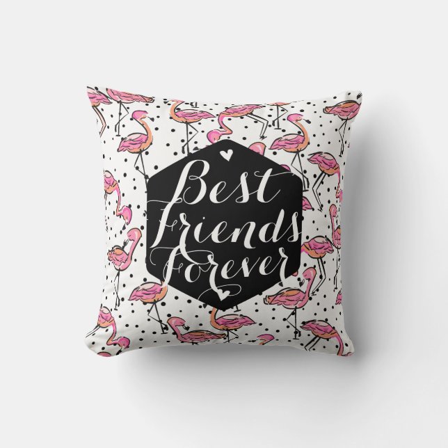 Pink Flamingo Best Friends Forever Custom Throw Pillow (Front)