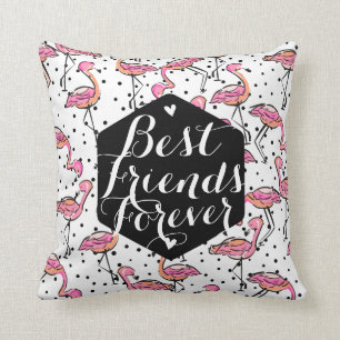 Pink Flamingo Best Friends Forever Custom Throw Pillow