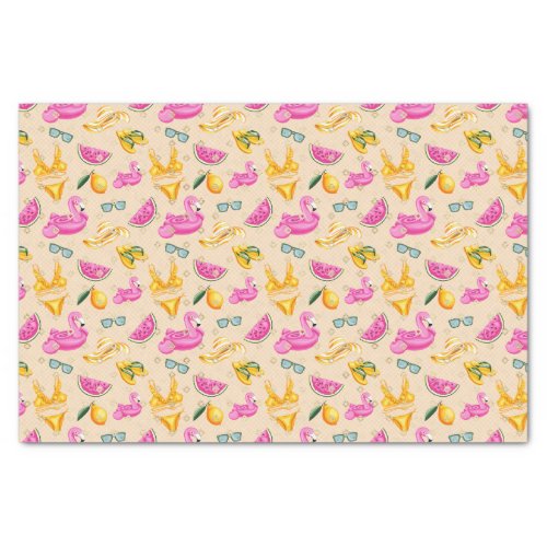 Pink Flamingo Bikini  Hat Design 35 Pink Series Tissue Paper