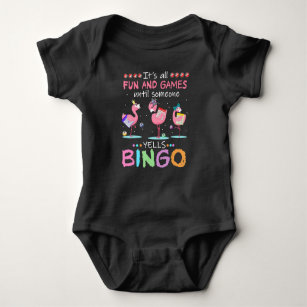 Pink Flamingo Bingo Funny Gift Art Baby Bodysuit