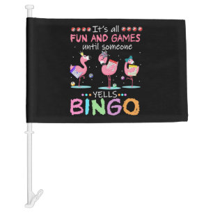 Pink Flamingo Bingo Funny Gift Art Car Flag