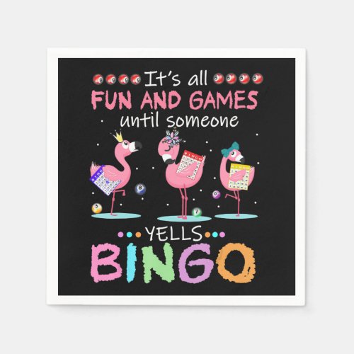 Pink Flamingo Bingo Funny Gift Art Napkins