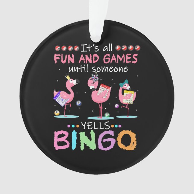 Pink Flamingo Bingo Funny Gift Art Ornament (Front)