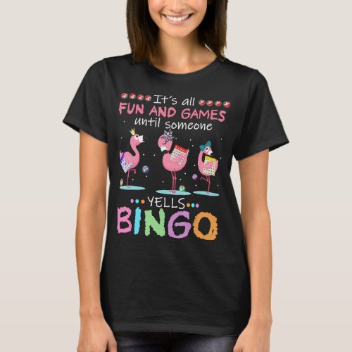 Pink Flamingo Bingo Funny Gift Art T_Shirt