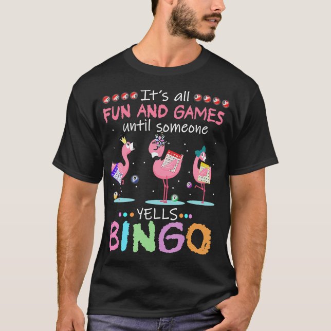 Pink Flamingo Bingo Funny Gift Art T-Shirt (Front)