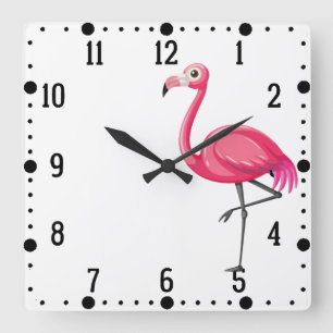 Pink Flamingo Bird-89686 Square Wall Clock